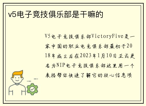 v5电子竞技俱乐部是干嘛的